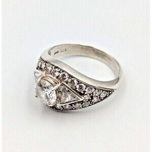 Vintage Sterling CNA Silver 925 Dominique Cubic Zirconia Cocktail Ring Sz 10